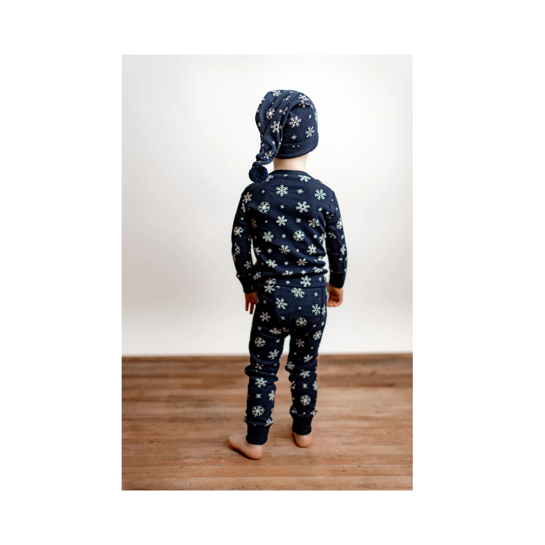 Snowy Night Holiday Thermal Long Sleeve PJ & Cap Set