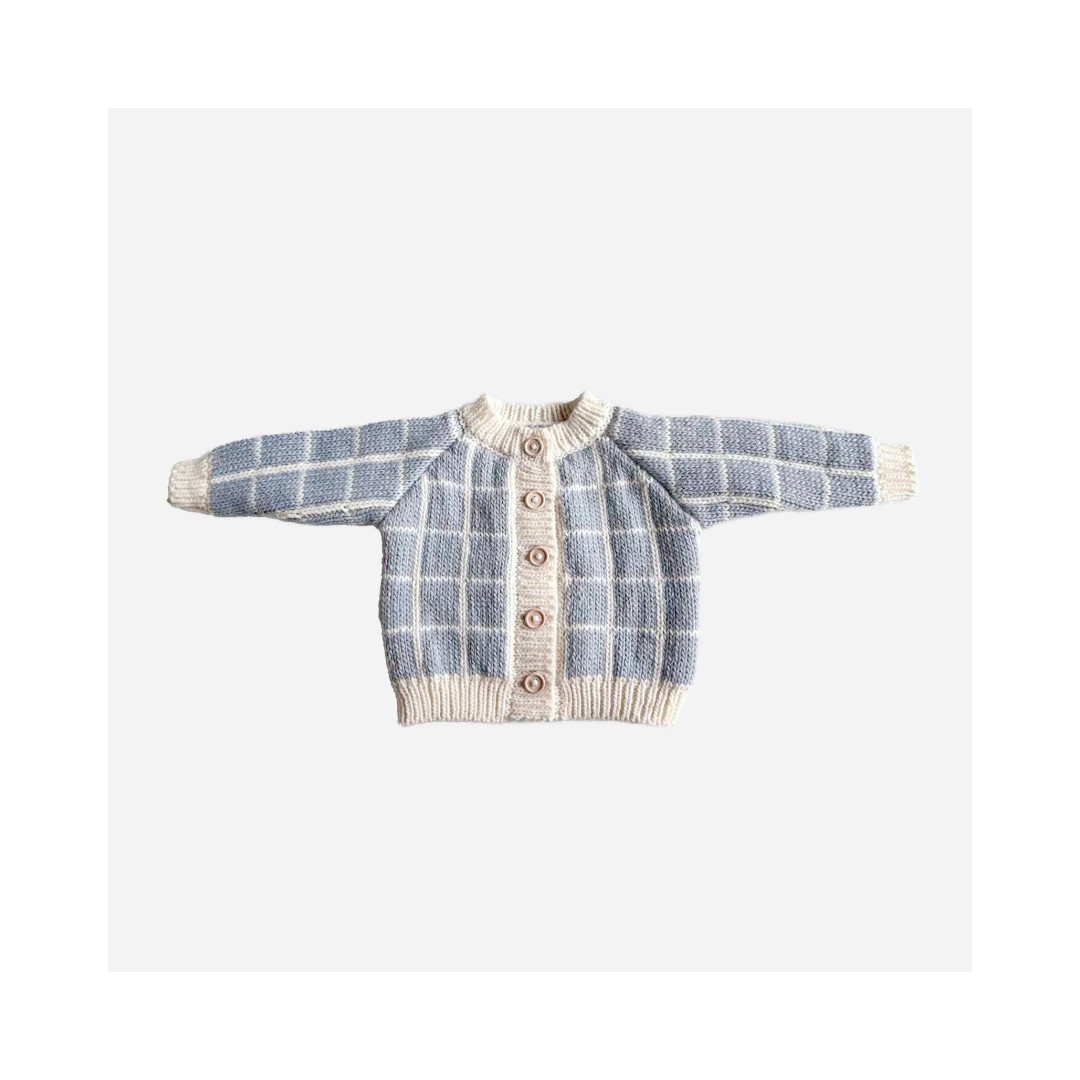 Baby Blue Windowpane Cardigan