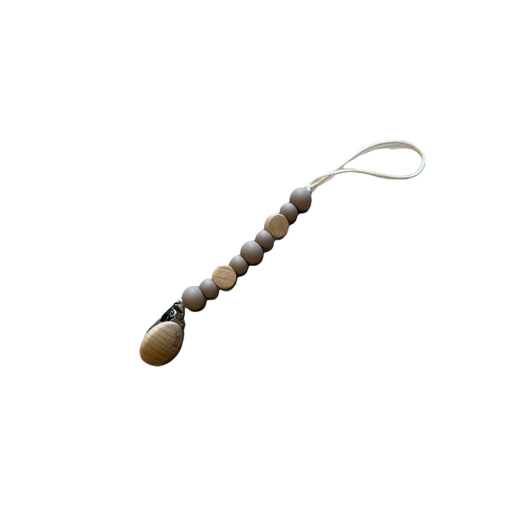 Saylor Petite Pacifier & Toy Clip: White Sand