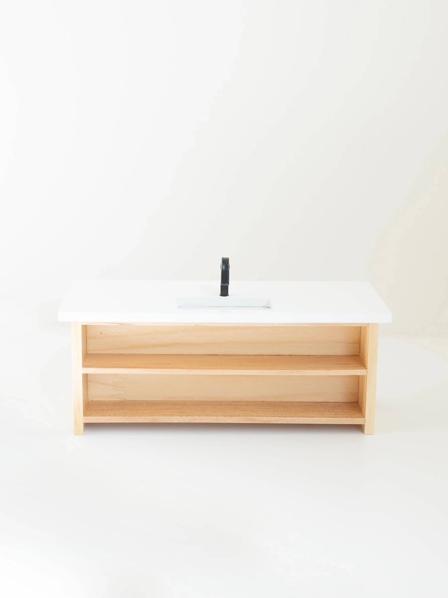 Dollhouse Farm Style Island with Drawers | Natural Wood