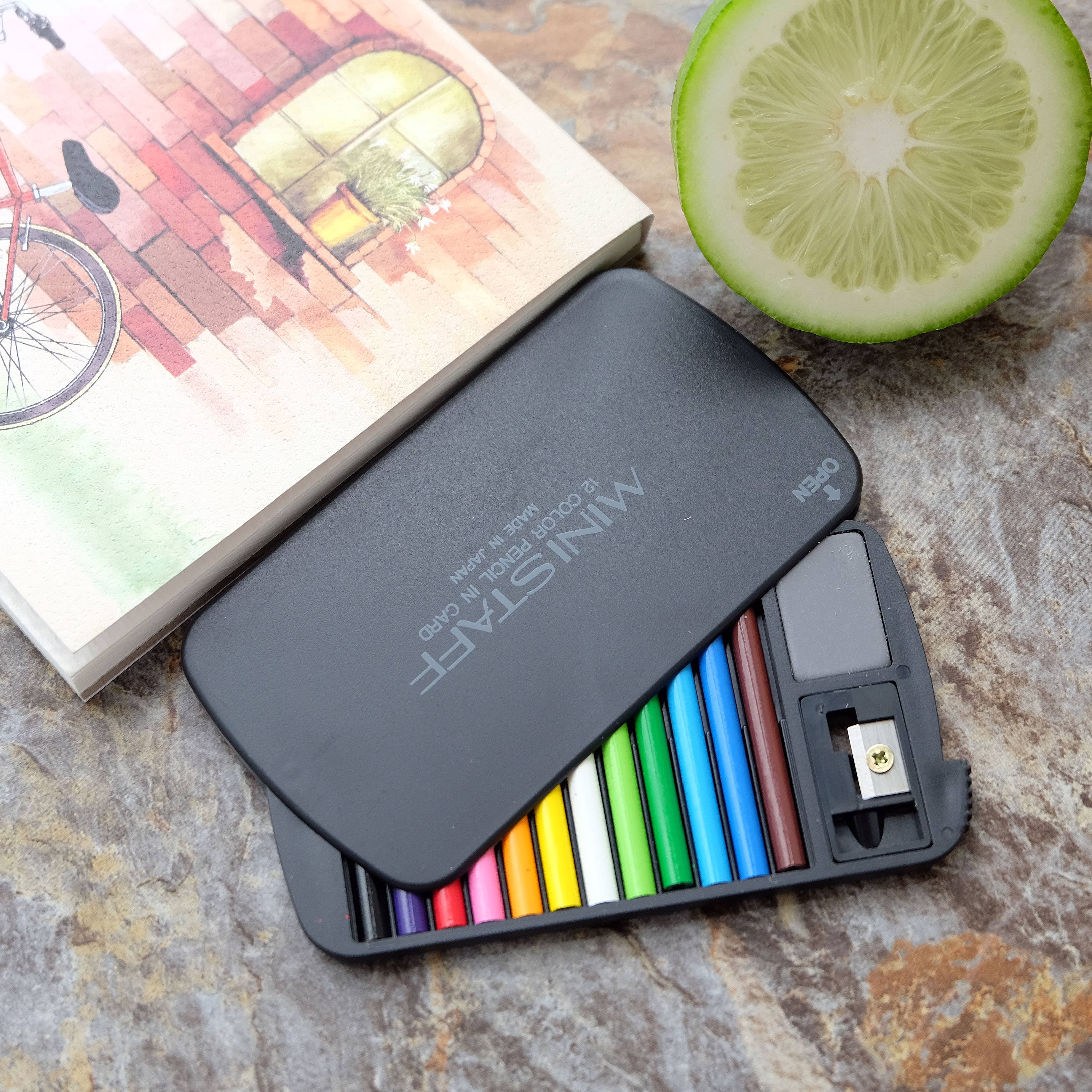 22132 12 Mini Pencils in Black  Card Case-1
