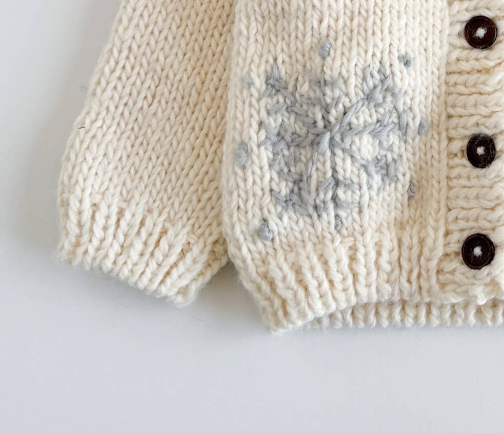 Snowflake Cardigan Baby Kid Winter Holiday Sweater Knit: S; 12-24M