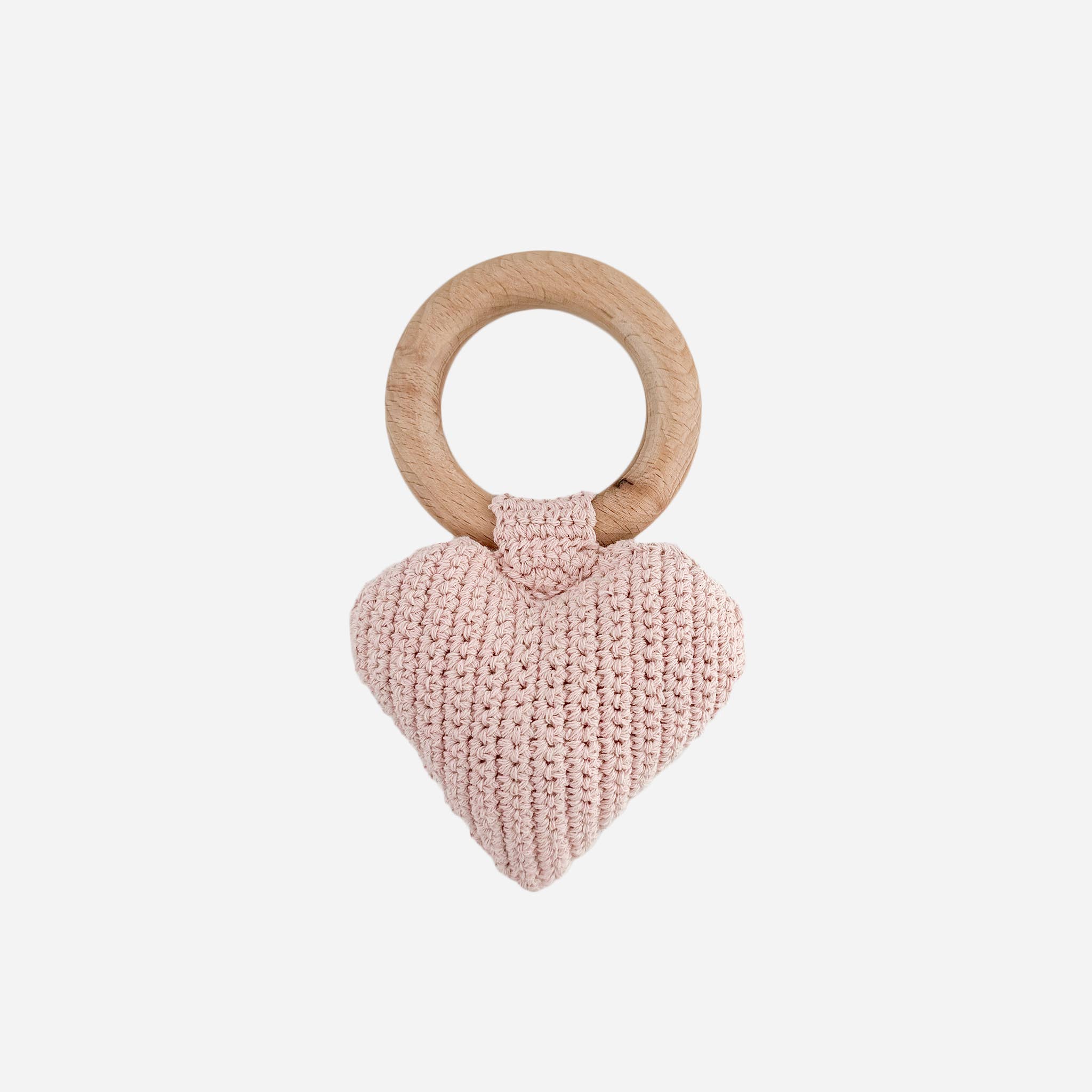 Cotton Crochet Rattle Teether Heart Baby Toy Spring Summer