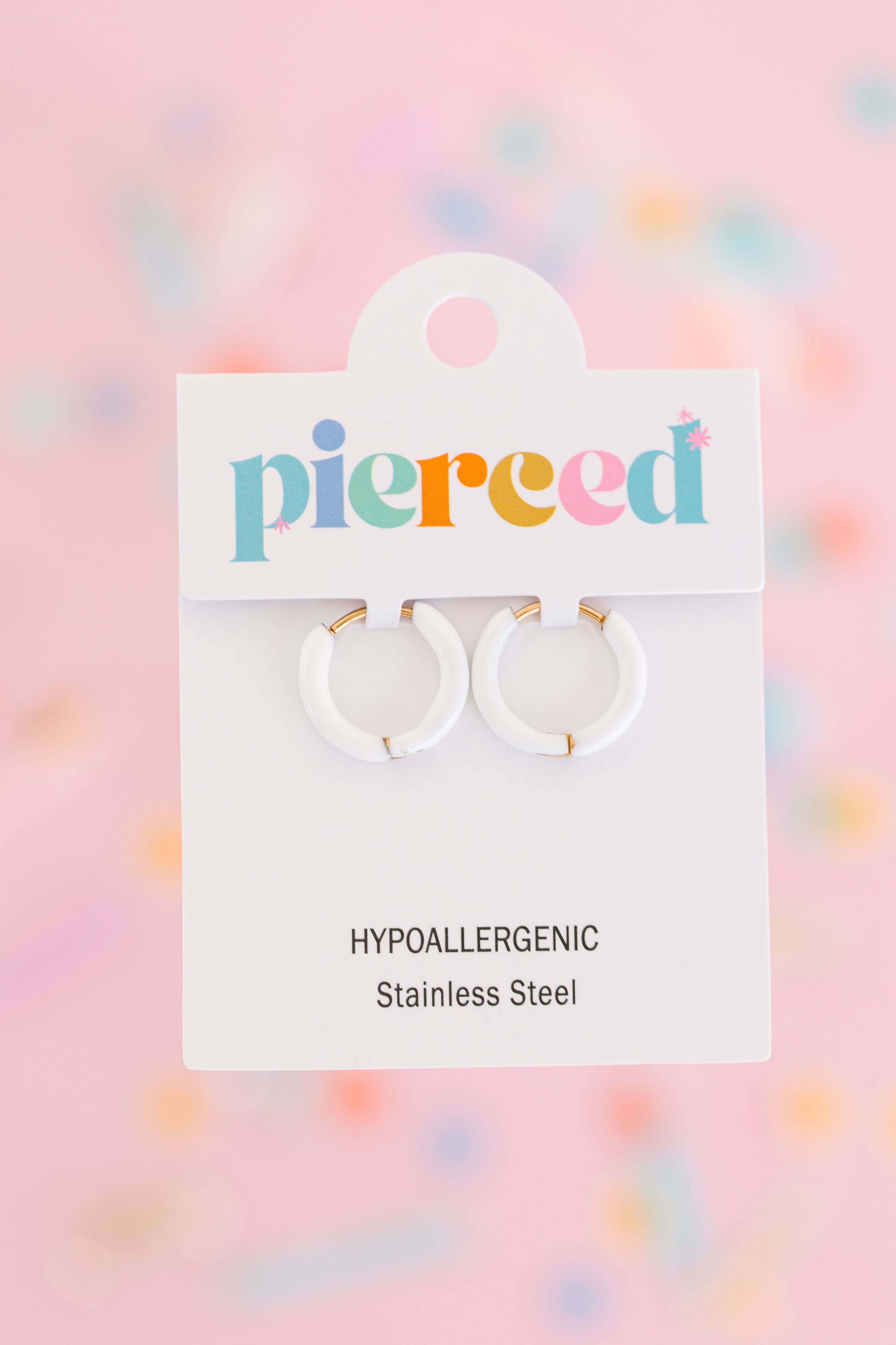 Colored Huggies Earrings: White