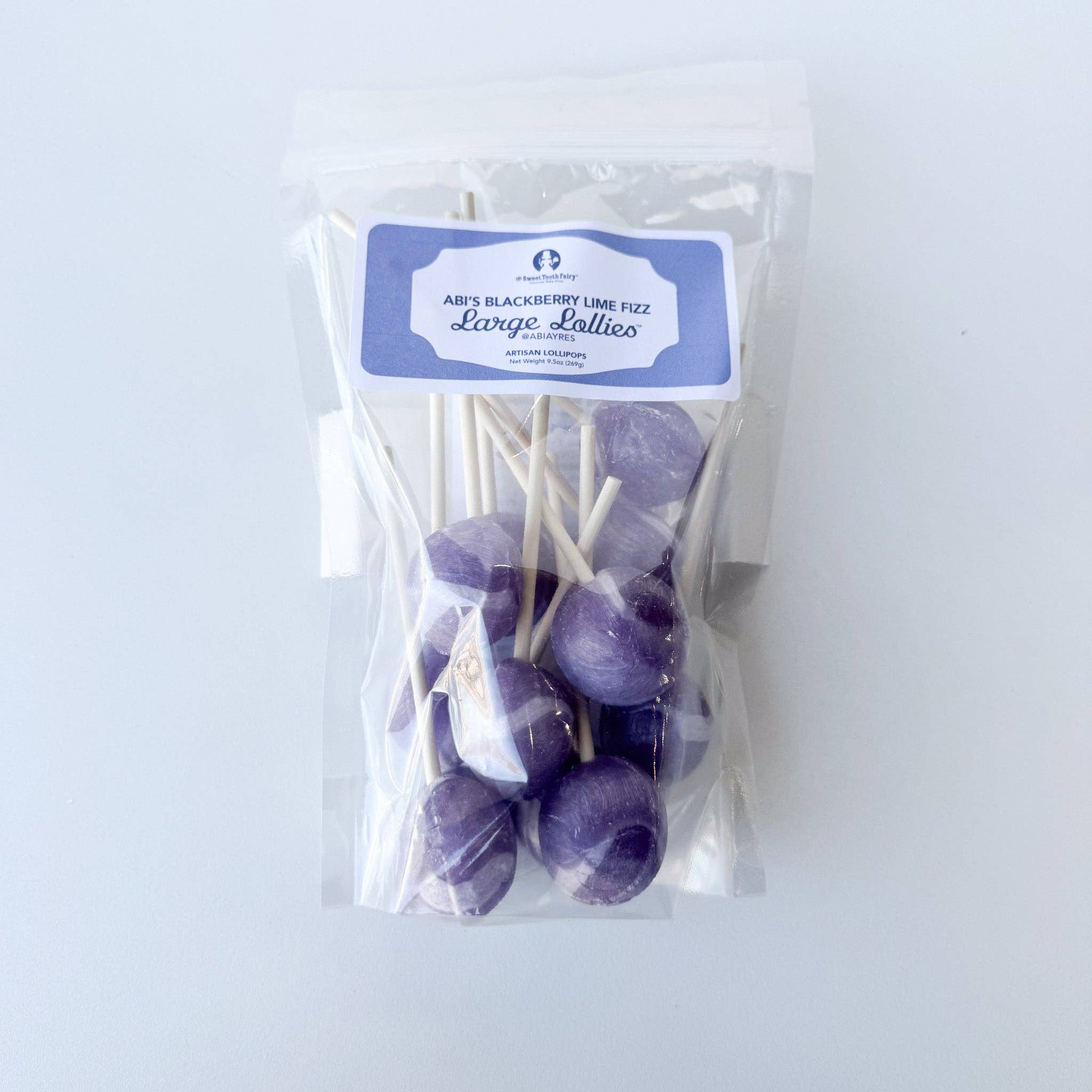 Large Lollies: Blackberry Lime Fizz Lollipop Candy: 144 ct Bulk Case Individually Wrapped