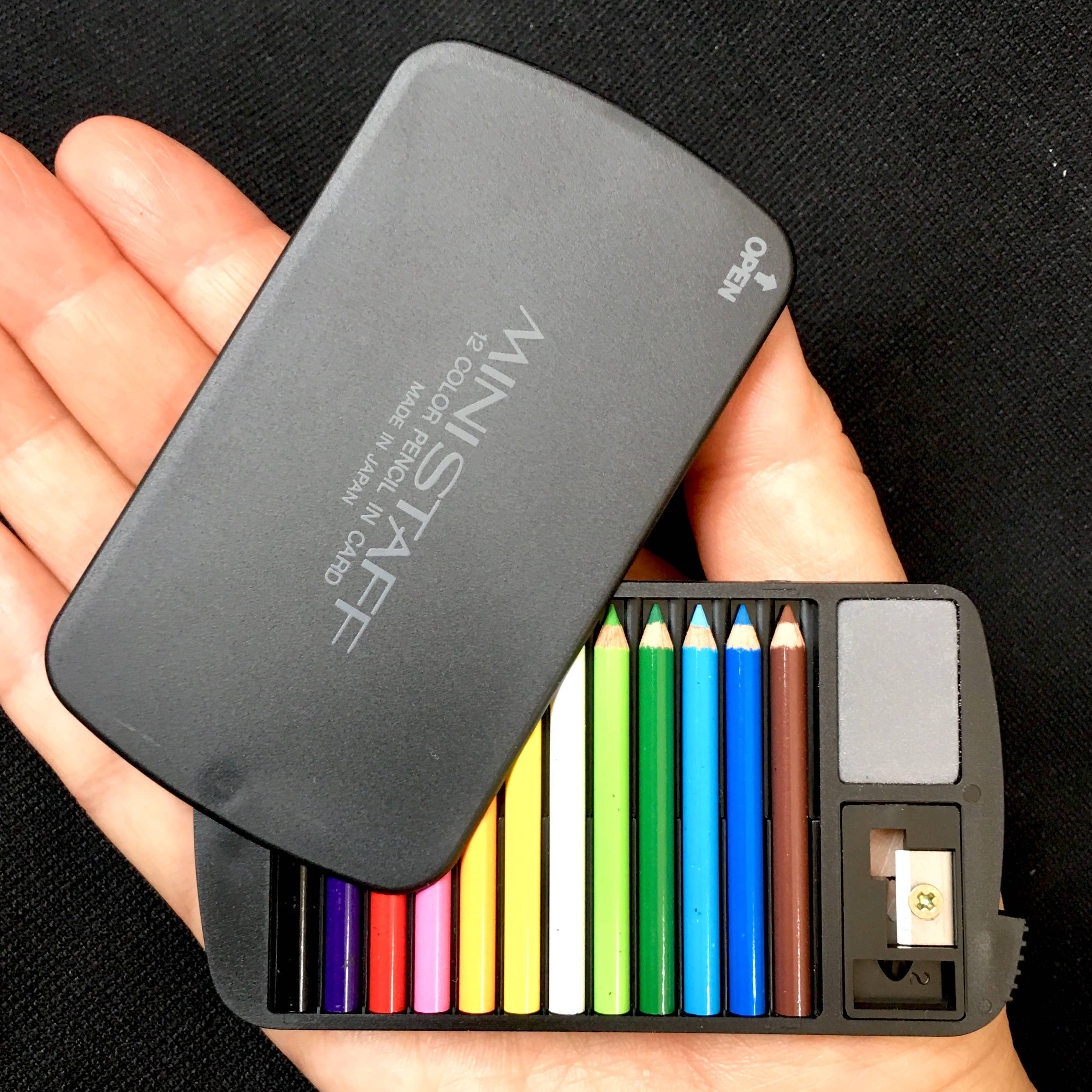 22132 12 Mini Pencils in Black  Card Case-1