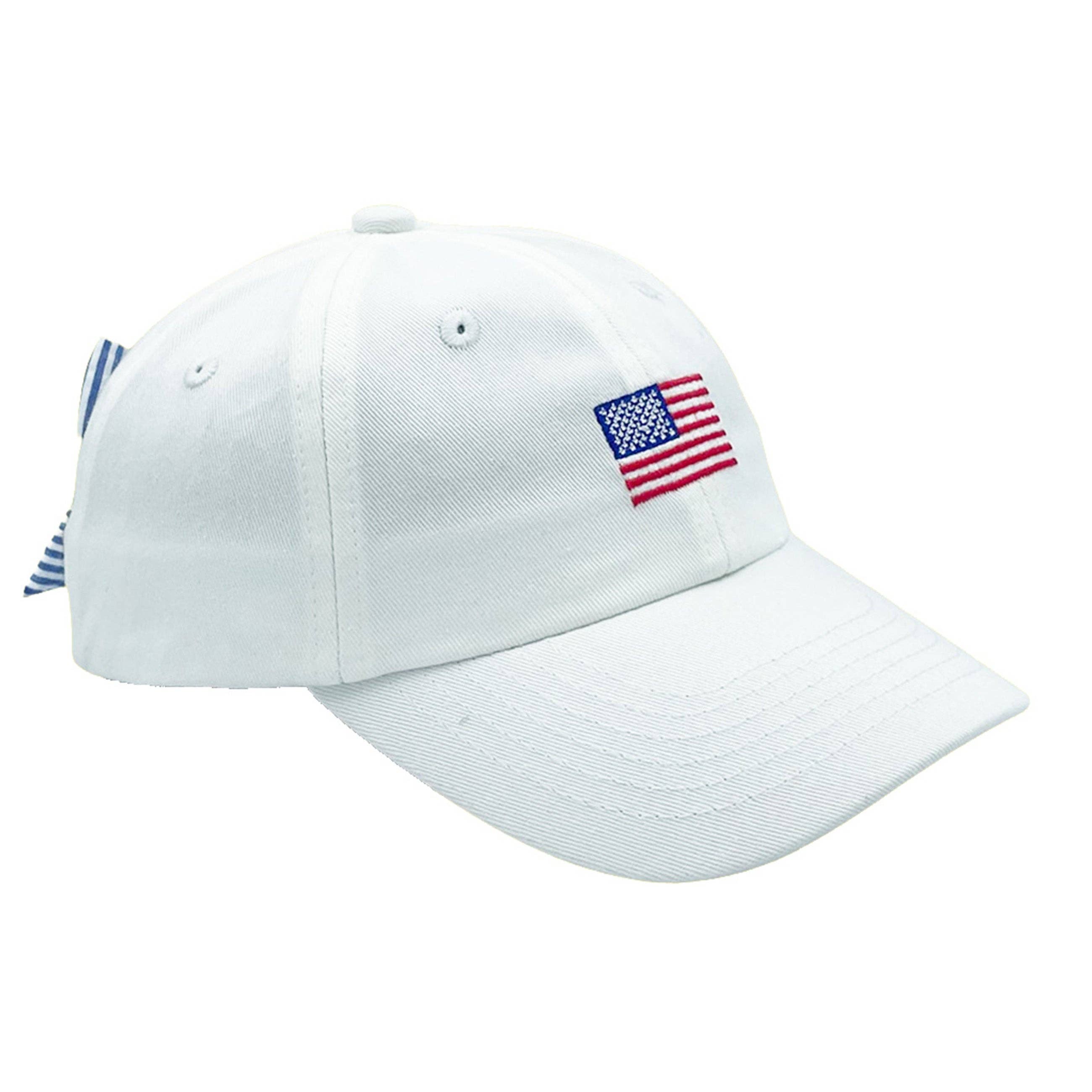 American Flag Bow Baseball Hat (Baby, Youth, Junior): Junior (Ages 7-12)