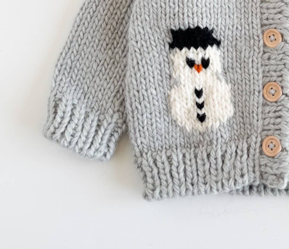 Snowman Cardigan Winter Knit Sweater Baby Kids Matching: XS; 6-12M