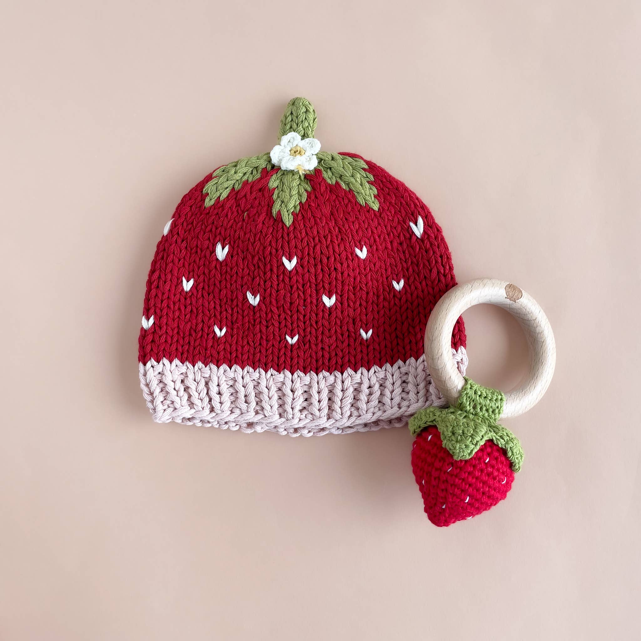 Cotton Strawberry Beanie Baby Girl Hat Spring Summer Gift: 3-6m