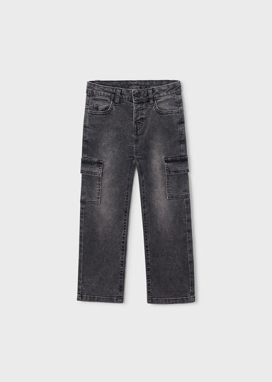 Gris Oscur Soft Denim Cargo Pants 4510