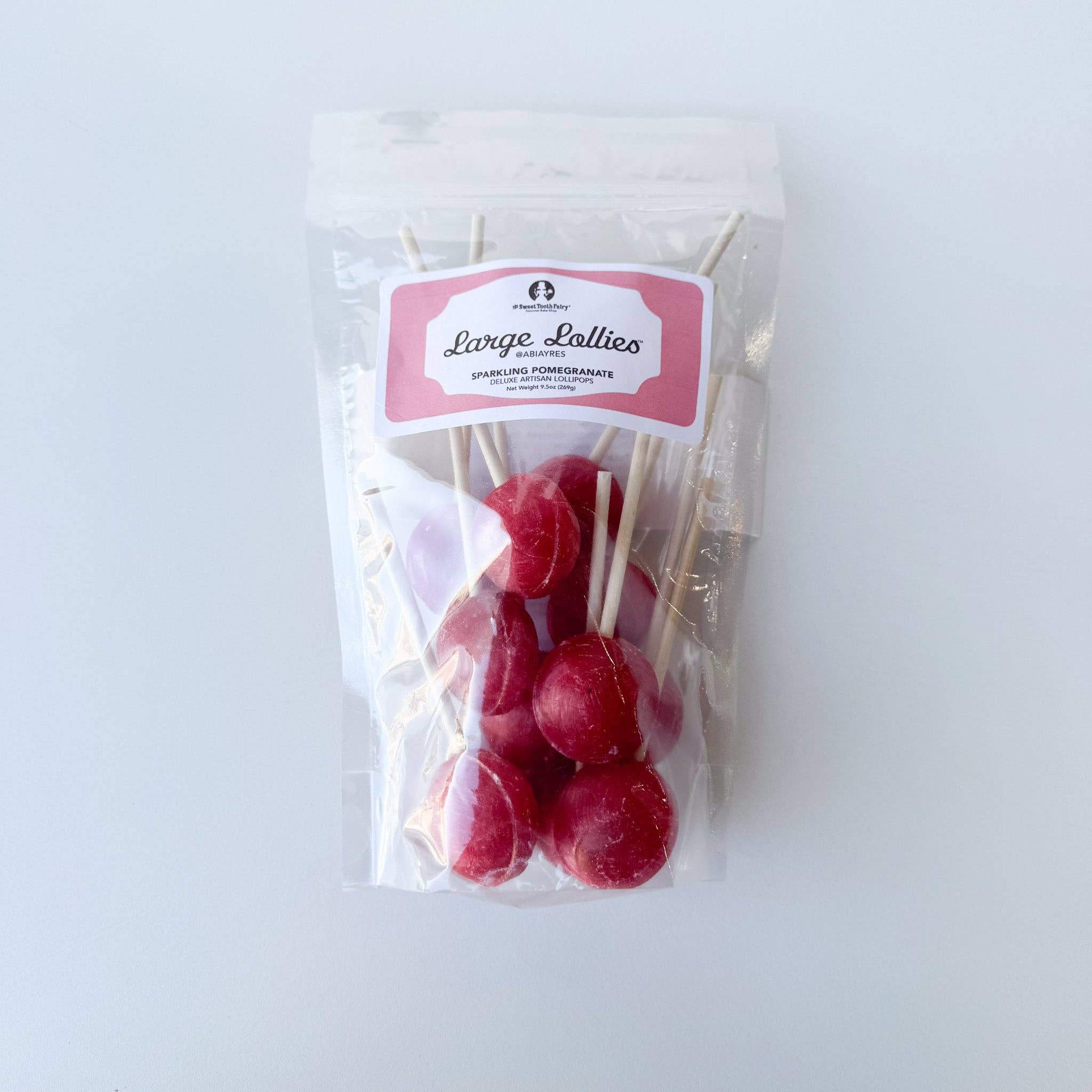 Large Lollies: Sparkling Pomegranate Lollipop Candy: 144 ct Bulk Case: Individually Wrapped