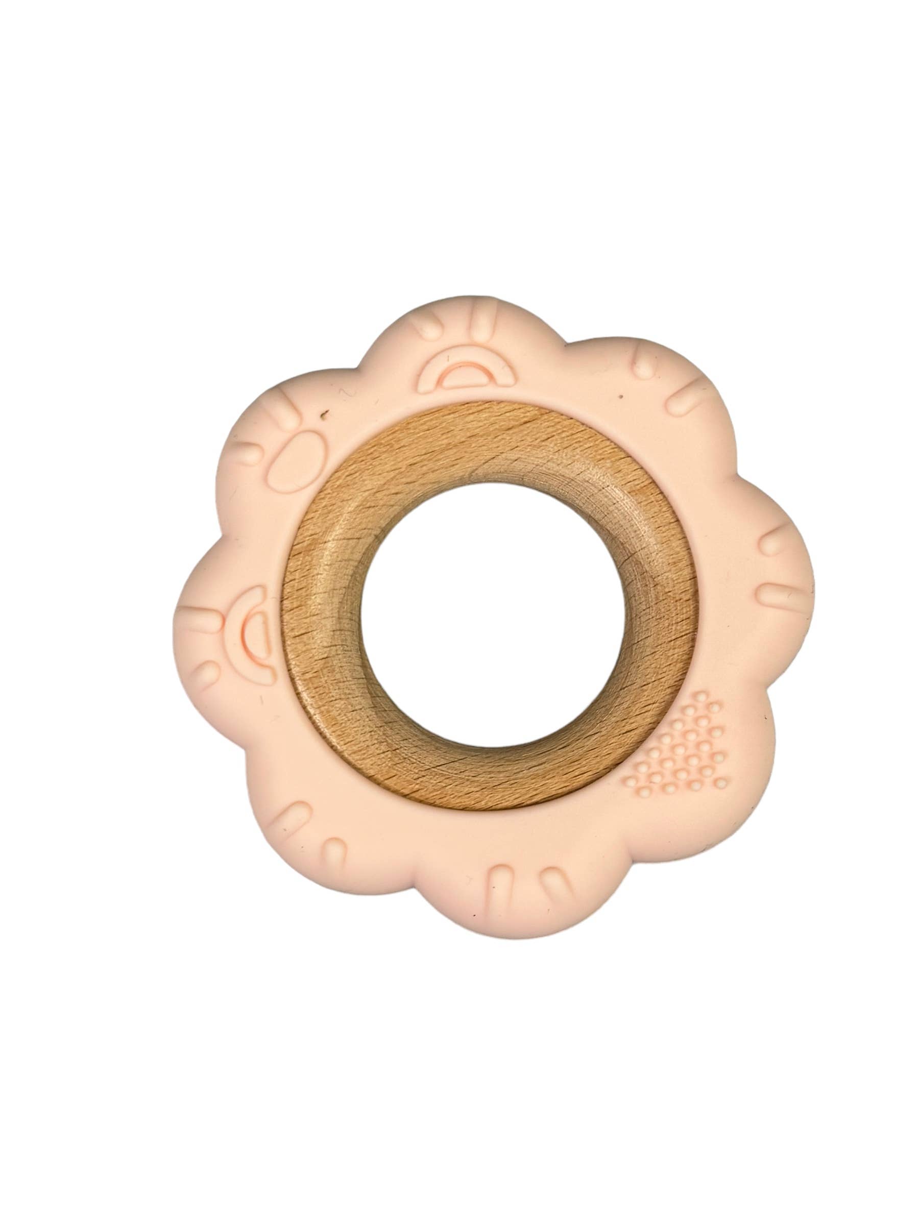 BPA Silicone & Beechwood Teether Ring Flower: Mint