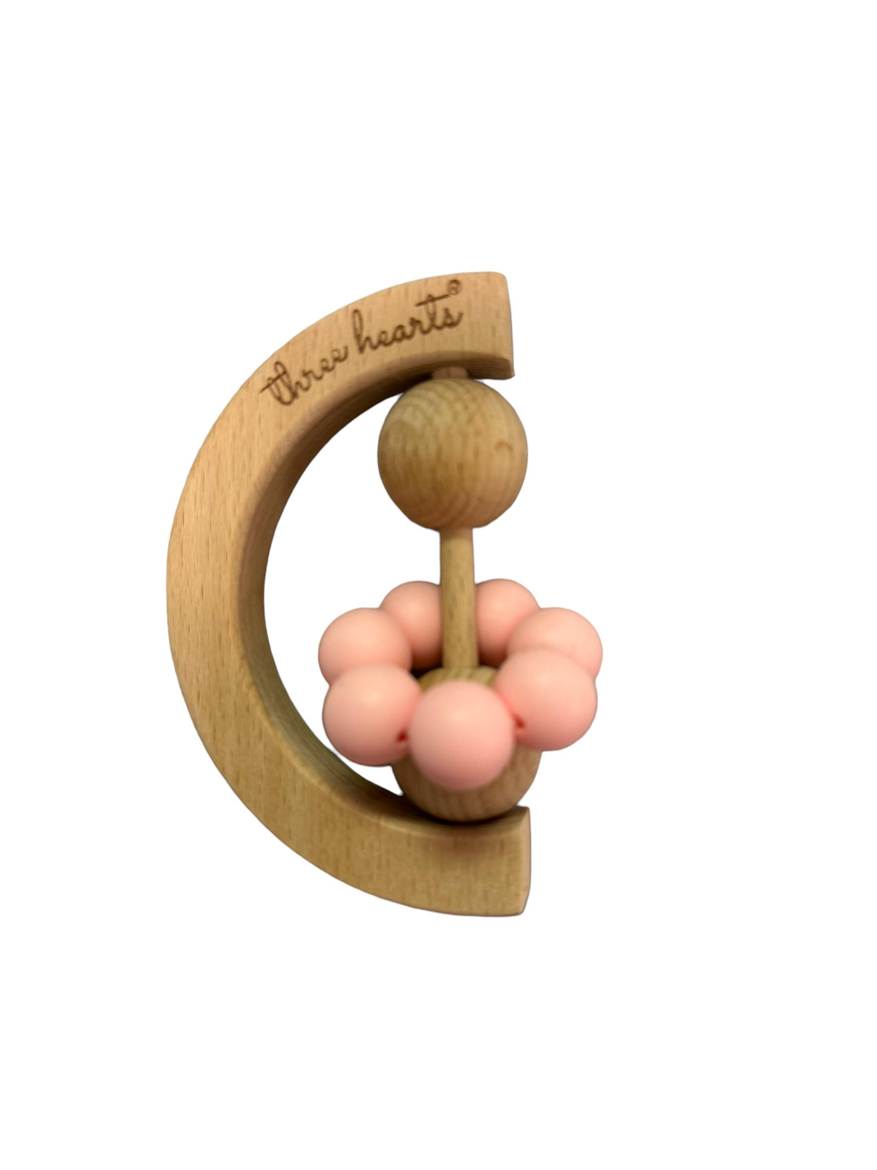 Moon Rattle - Beechwood & BPA Free Silicone: Baby Blue