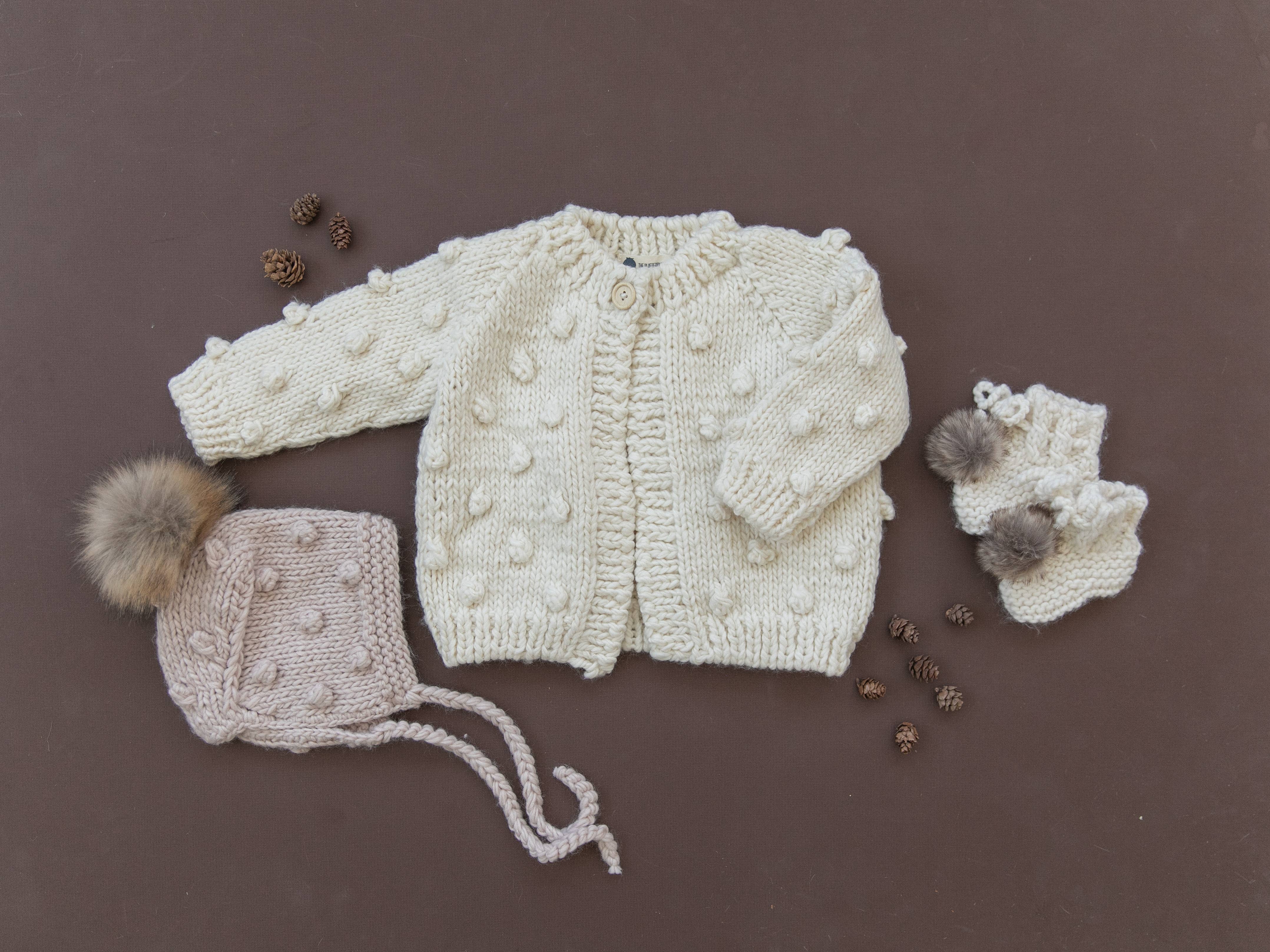 Popcorn Cardigan Cream Baby Sweater Kids Clothing Christmas: 2-3 yrs