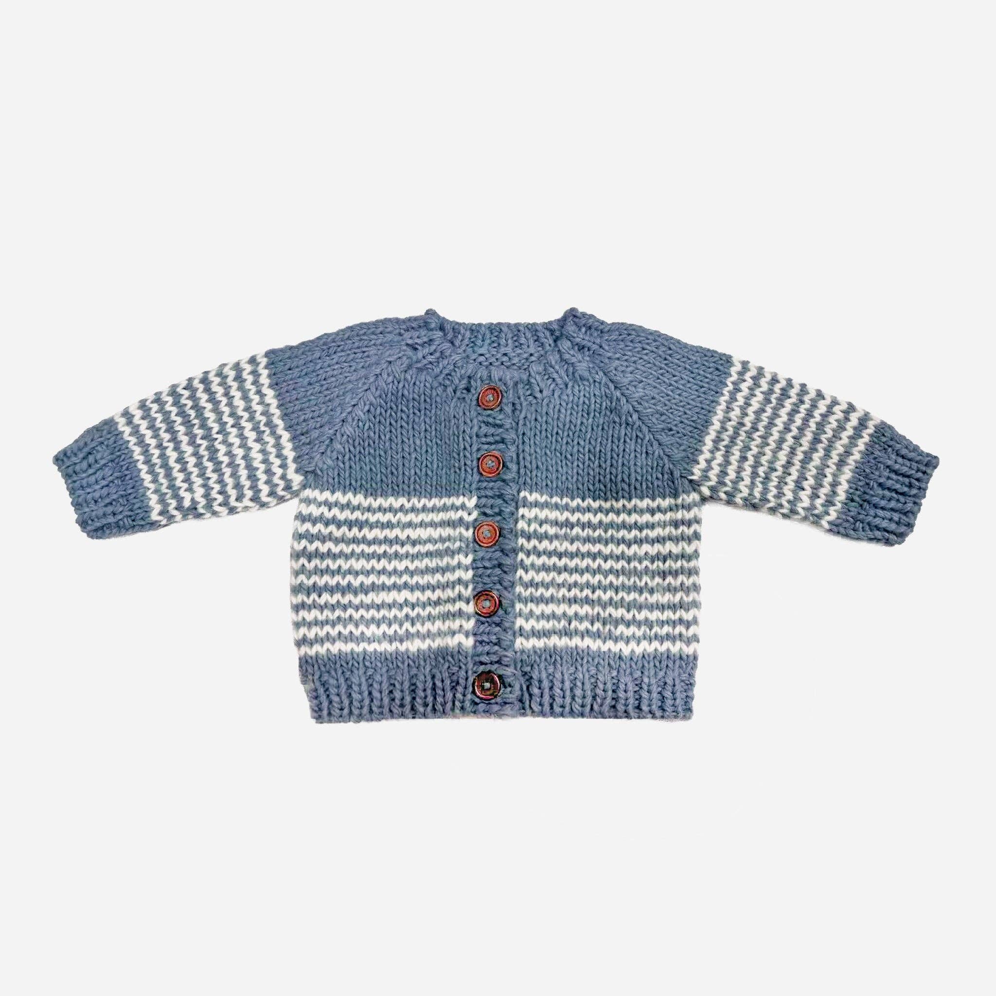 Stripe Cardigan Blue Baby Boy Sweater Cream : Blue / M 2-3y