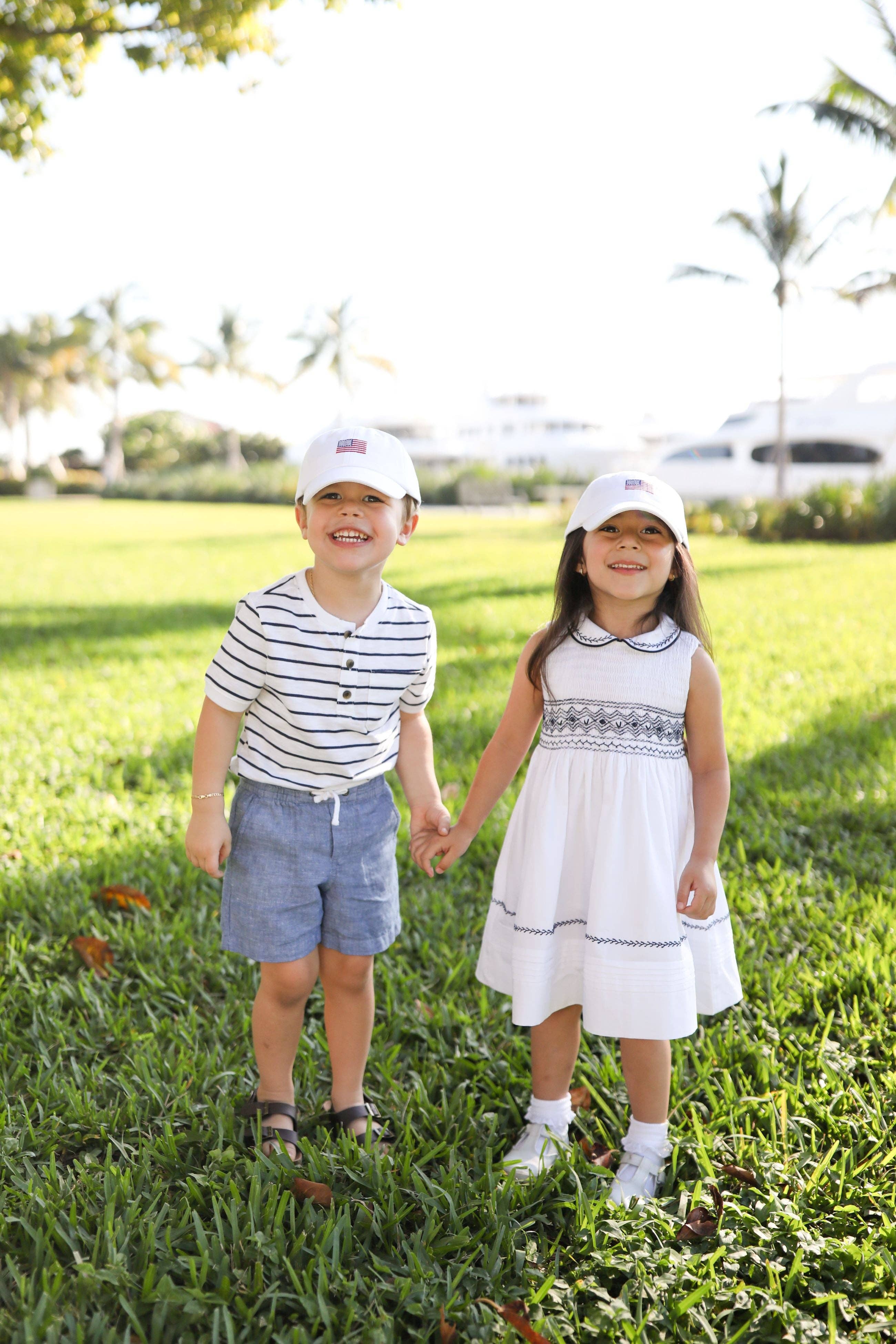 American Flag Bow Baseball Hat (Baby, Youth, Junior): Junior (Ages 7-12)