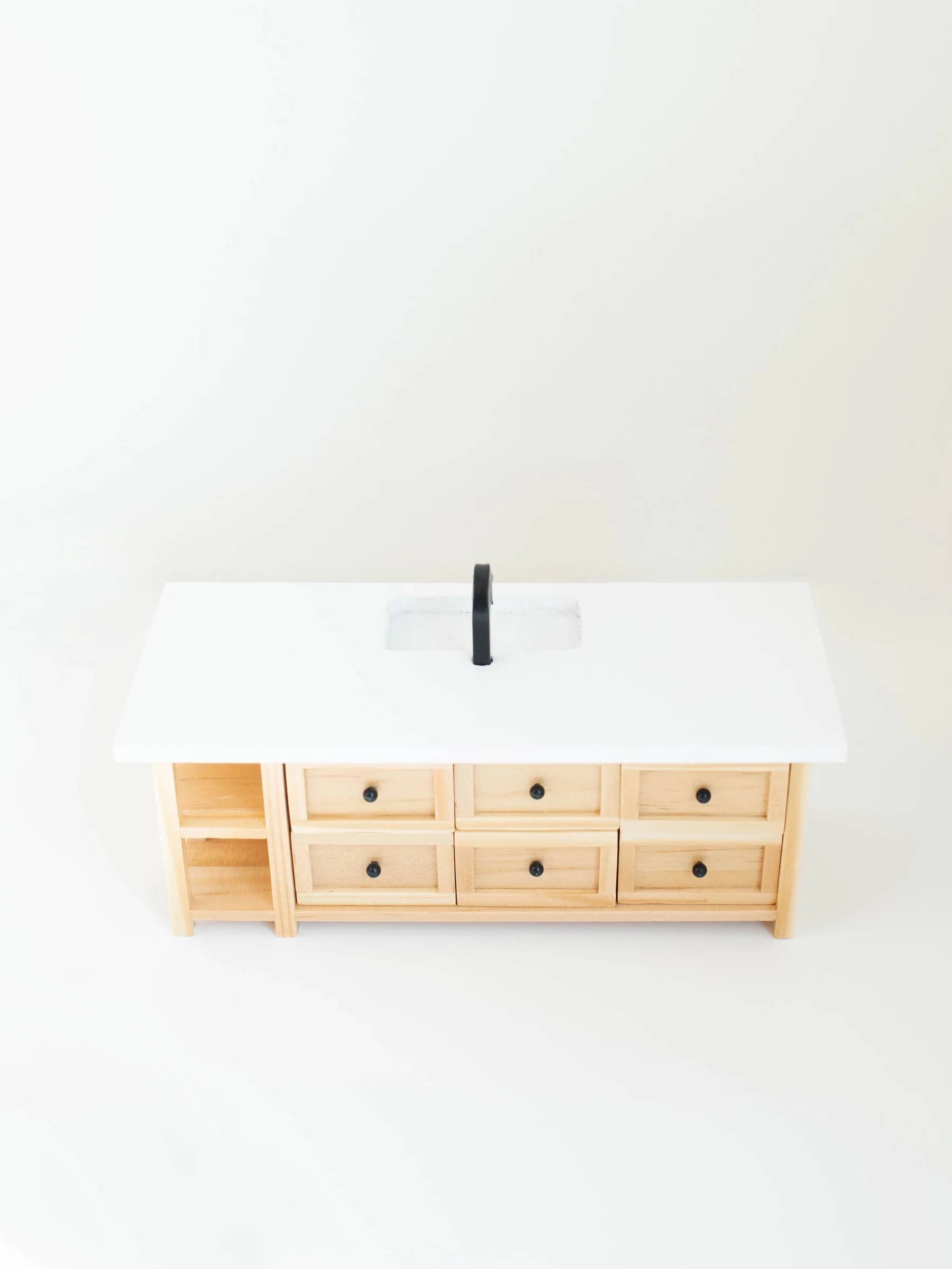 Dollhouse Farm Style Island with Drawers | Natural Wood