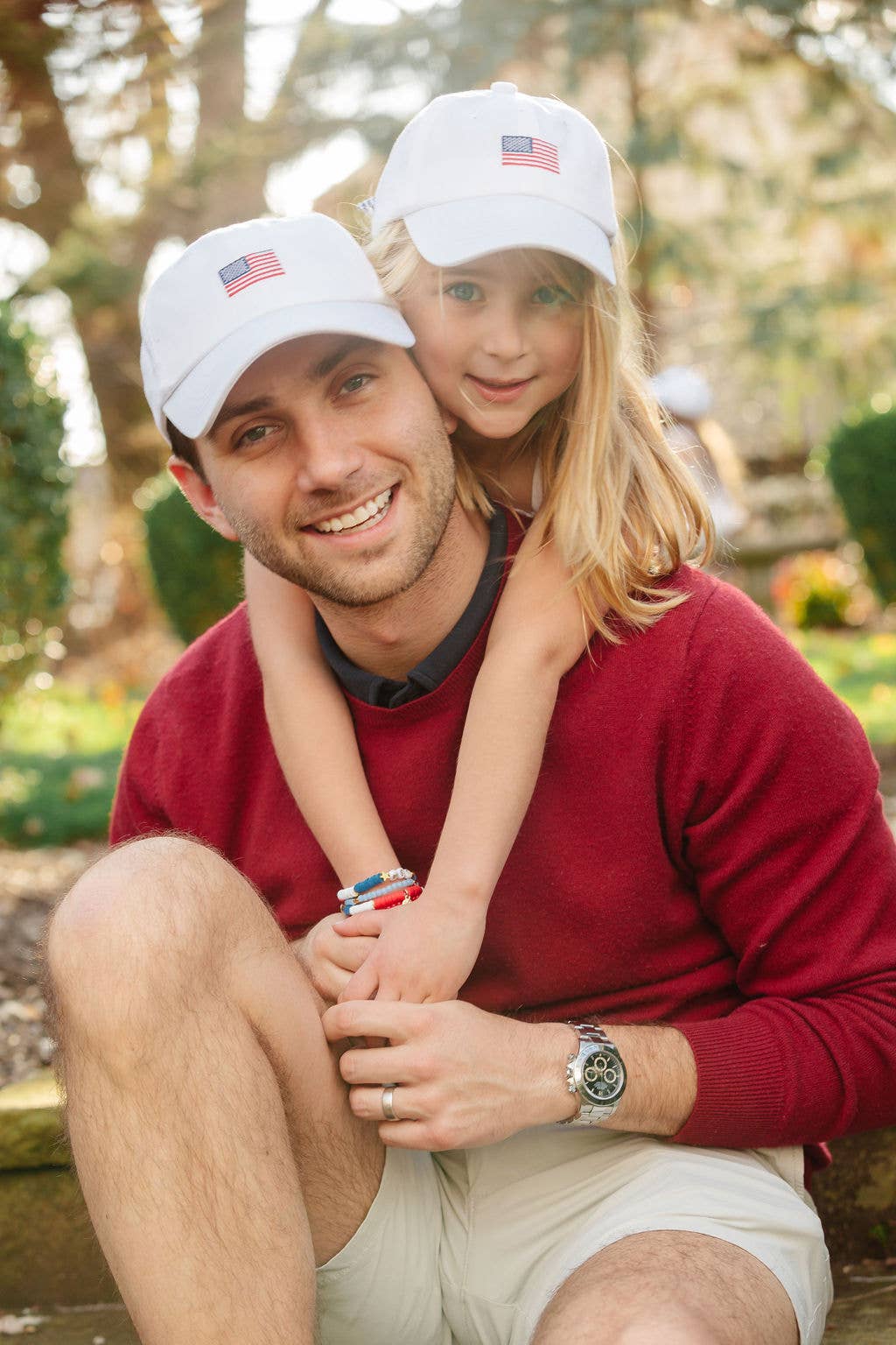 American Flag Bow Baseball Hat (Baby, Youth, Junior): Junior (Ages 7-12)
