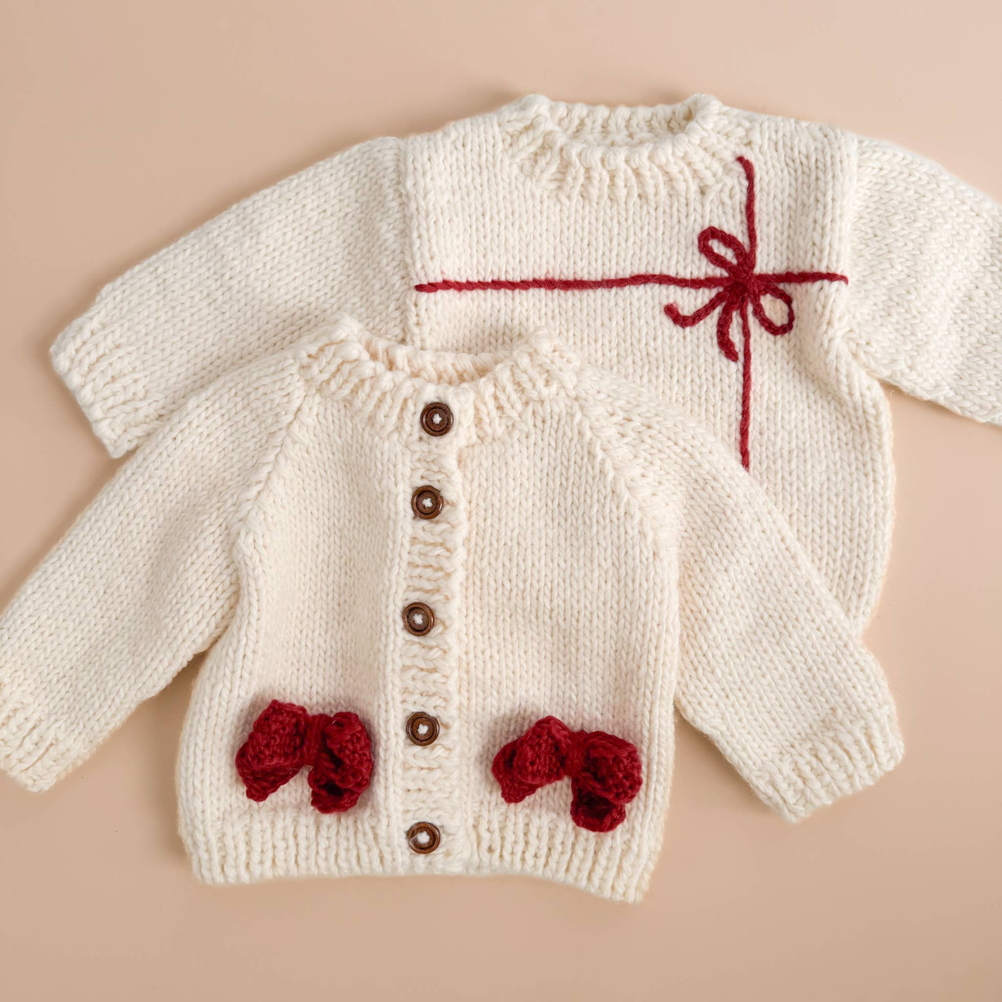 Present Sweater Cream/Red | Kid Baby Holiday Christmas: XS; 6-12M