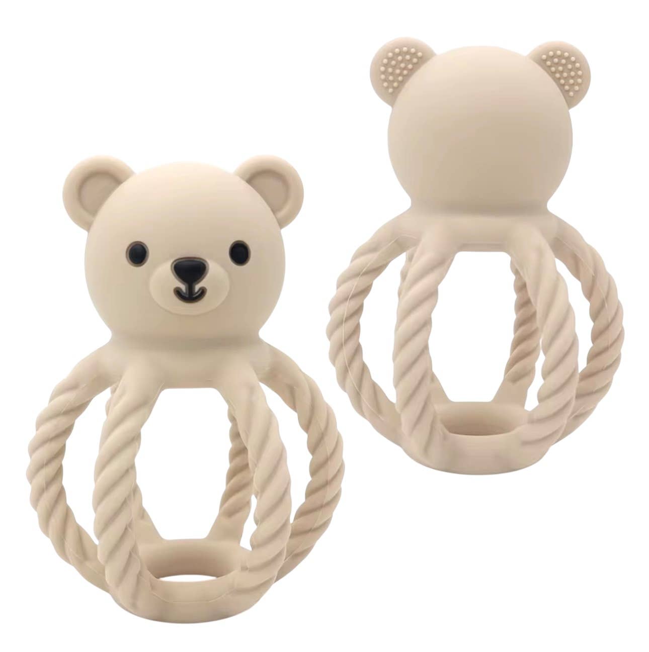 BPA All Silicone Teddy Rattle: Beige