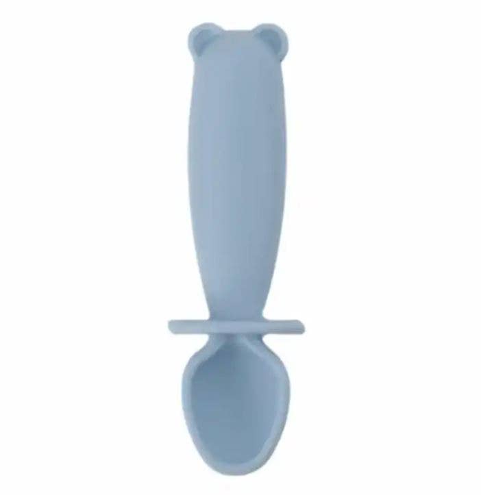 LIMITED STOCK!!! SILI SPOON & FORK TEETHER SET: Baby Blue