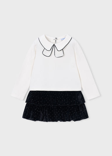 Negro Velvet T-Shirt And Skirt Set 4936