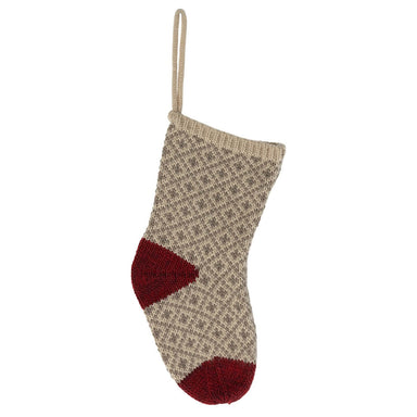 Maileg Christmas stocking in soft grey with red heel and toe, 14-3620-02
