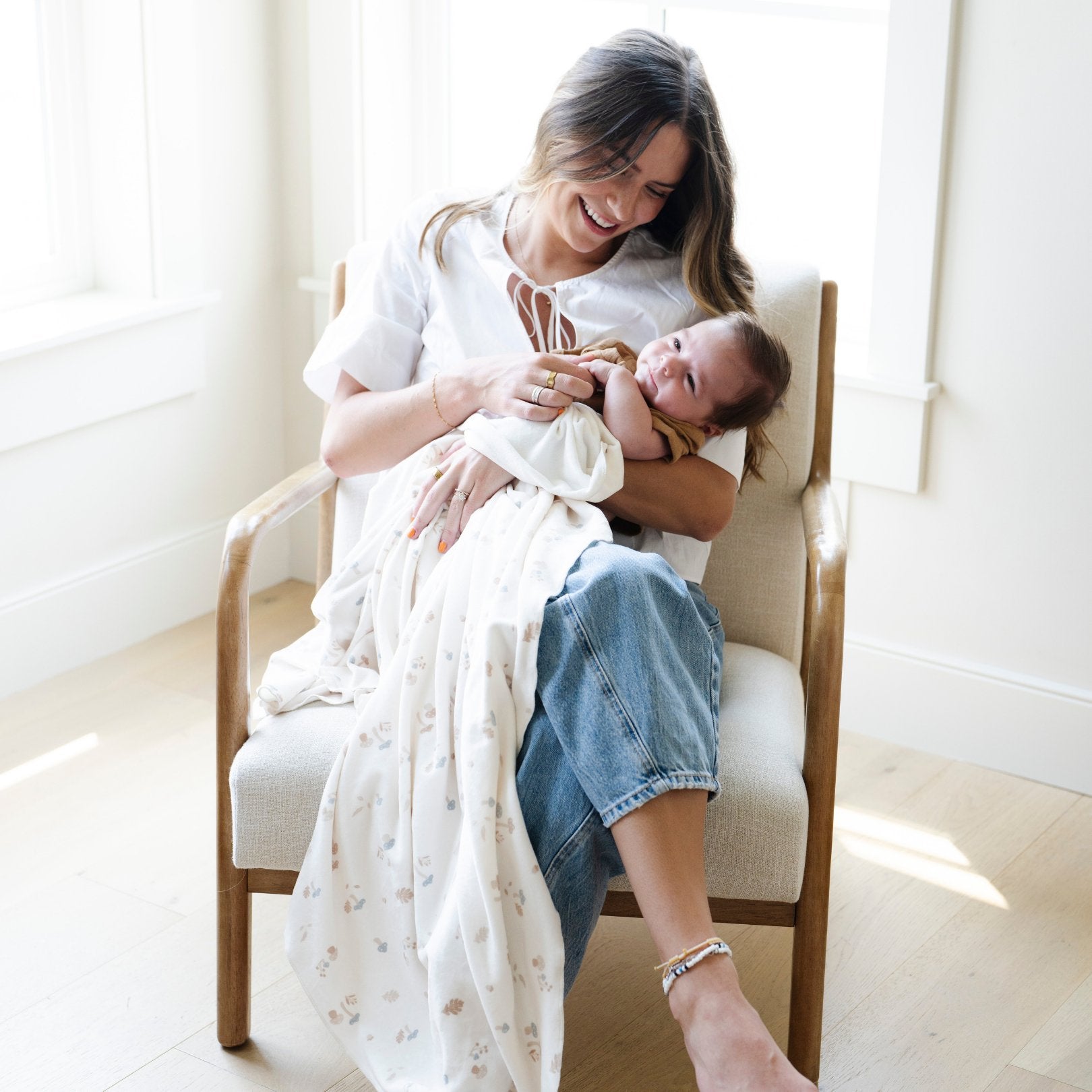Mushroom Minky Stretch Luxe Swaddle — gallery photo 4