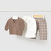 Brownie Pants And Cardigan Shirt Set 2531
