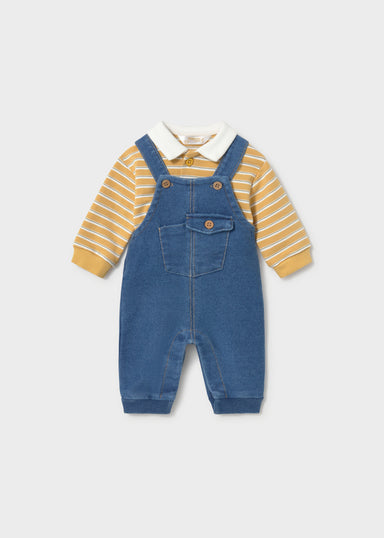 Ocre Dungaree With Striped Polo Shirt Set 2680
