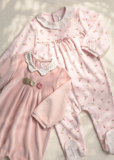 Rosa Floral Velour Collar Romper 2752