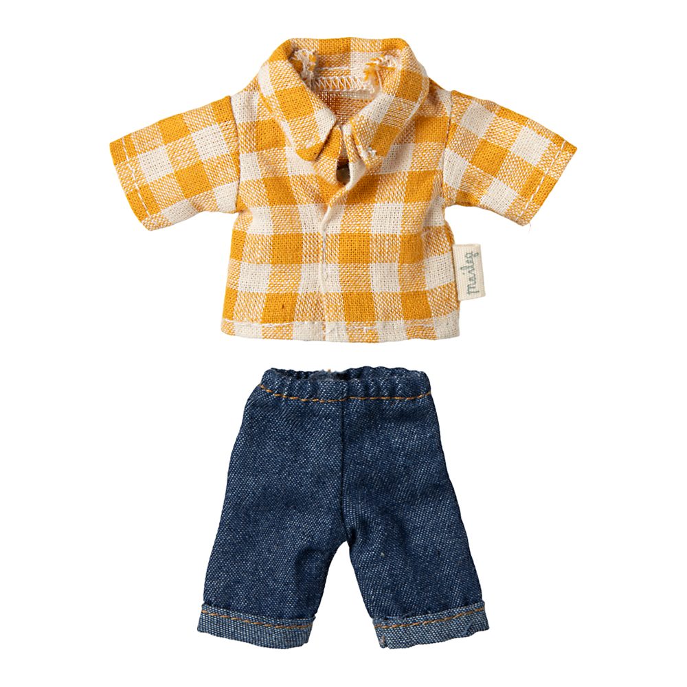 Dad Mouse Yellow Check Shirt & Pant