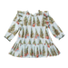 Pink Chicken Harper girls dress in Trees and Presents print