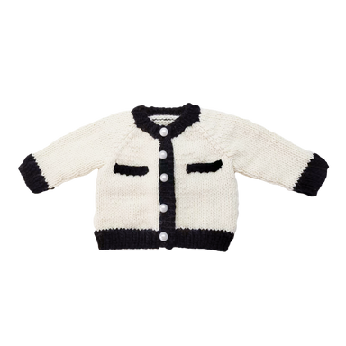The Blueberry Hill Coco Cardigan in cream with black trim