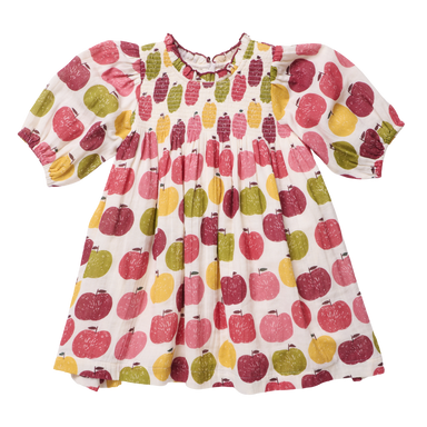 Girls Puff Sleeve Stevie Pink Delicious Apple Dress