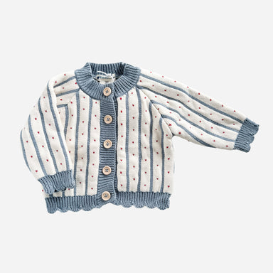 Stripe Heart Cotton Cardigan