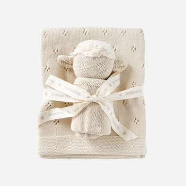 Pique Blanket Lamb Lovey Gift Cream