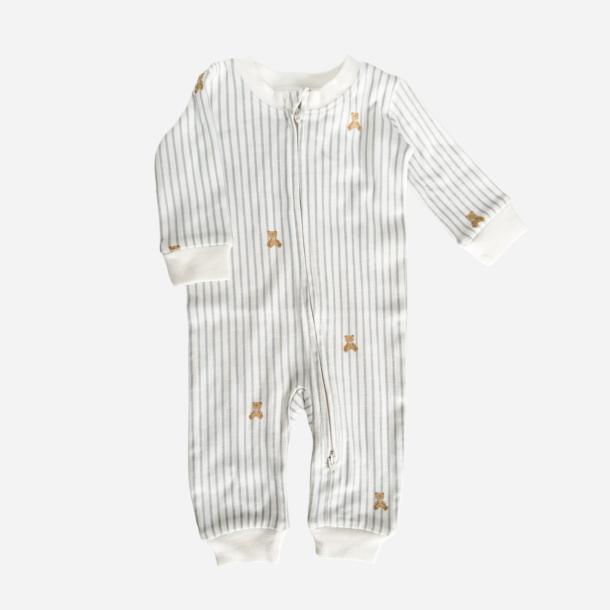 Layette Long Sleeve Zipper Romper Teddy Bear Baby Boy Outfit