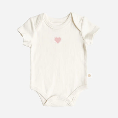 Cream baby onesie with pink heart
