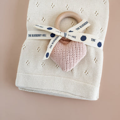 Pique Blanket Cream Heart Set