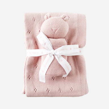 Pique Bear Lovey Blush Blanket Gift Set