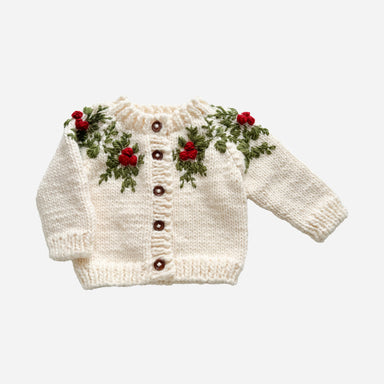 Holly Cardigan Winter Christmas Holiday Berry Mistletoe Gift