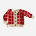 Windowpane Cardigan Red Cream Checkered Christmas Valentines