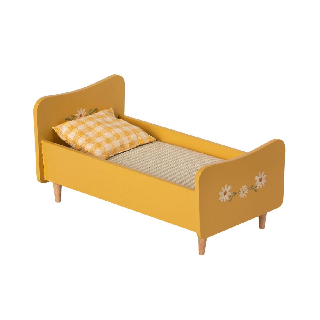 Miniature Wooden Bed, Yellow