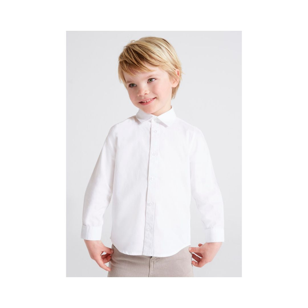 White Basic Long Sleeve Shirt