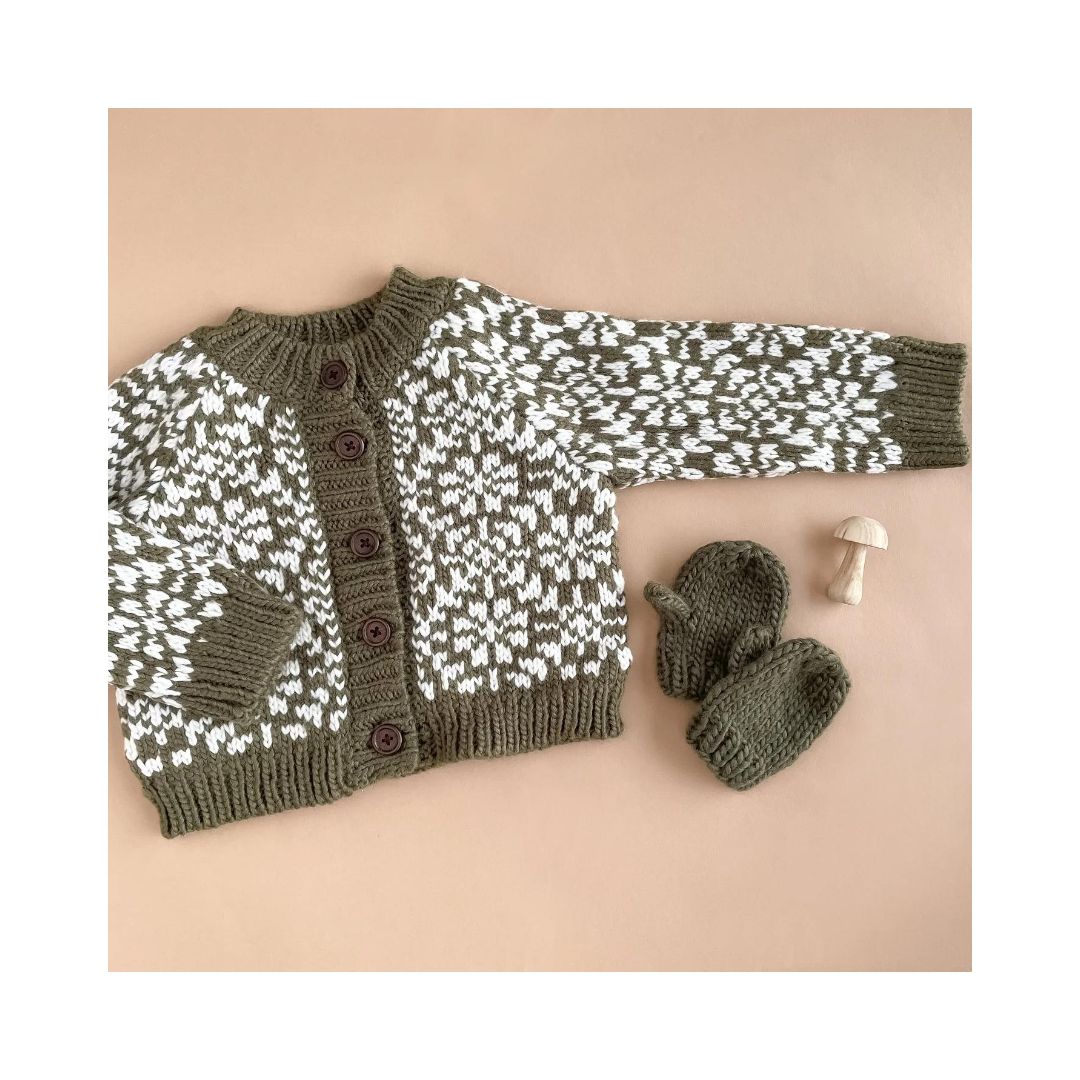 Olive Snowfall Cardigan